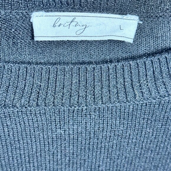 Brit Ny Sweater Women’s Large Black Cream Love Cashmere Blend Casual Lightweigh - Picture 3 of 6